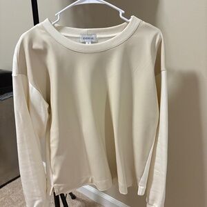 Leather front sweatshirt